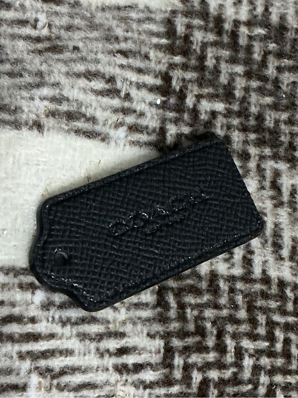 Textured Black Leather Key & Card Tag Holder